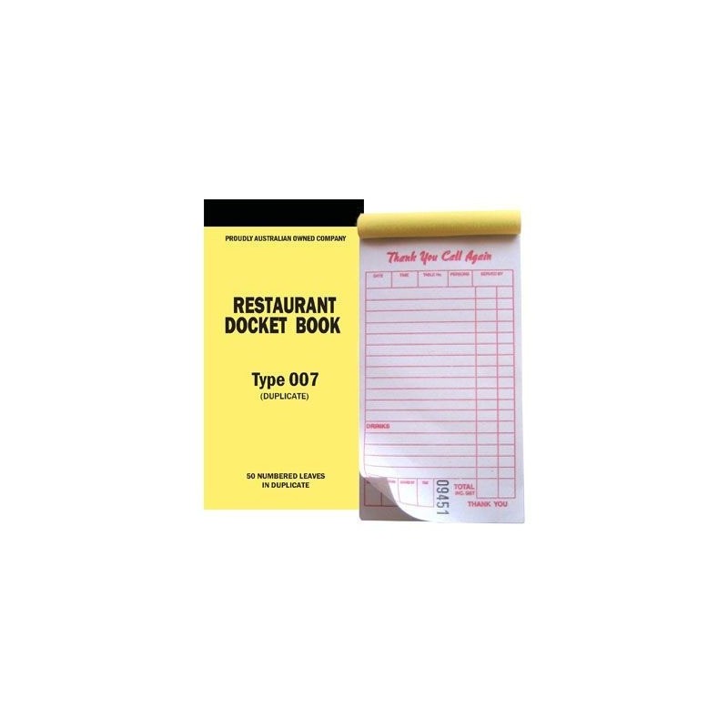 RESTAURANT DOCKET BOOK 007