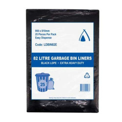 82LTR EXTRA HEAVY DUTY BLACK GARBAGE BAGS
