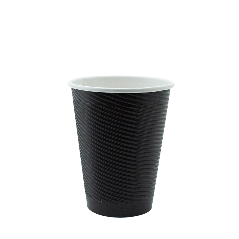 12OZ BLACK RIPPLE WALL HOT CUP