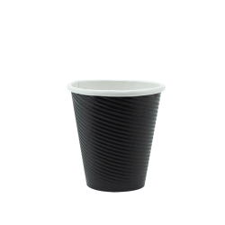 8OZ BLACK RIPPLE WALL HOT CUP UNI 90MM
