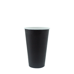 16OZ BLACK RIPPLE WALL HOT CUP