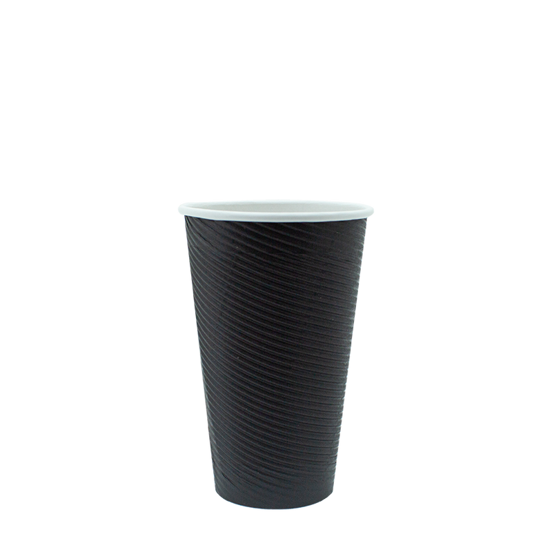 16OZ BLACK RIPPLE WALL HOT CUP