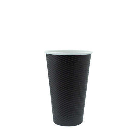16OZ BLACK RIPPLE WALL HOT CUP