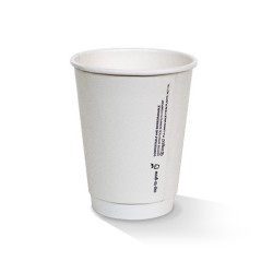 12OZ WHITE DOUBLE WALL COMPOSTABLE CUP