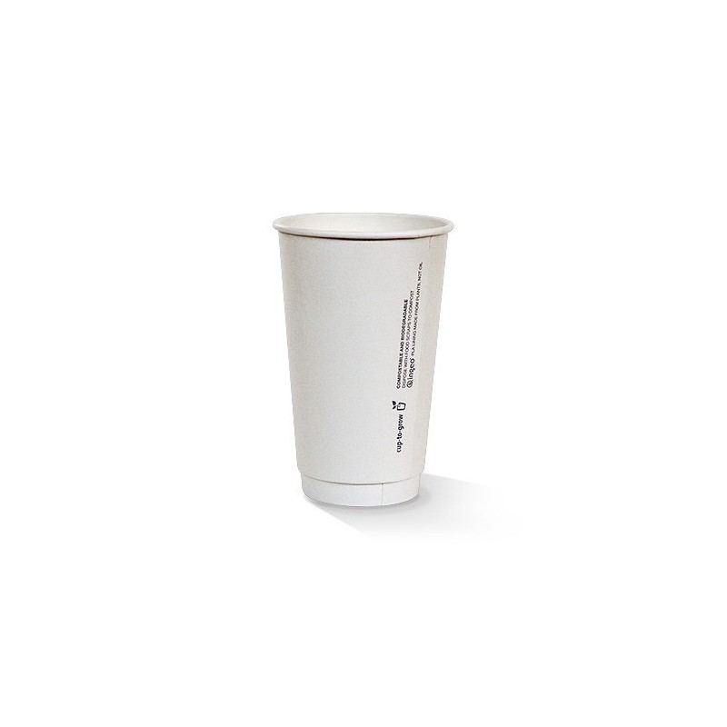 16OZ WHITE DOUBLE WALL COMPOSTABLE CUP