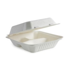 BAGASSE COMPOSTABLE CLAM DINNER DIVIDED