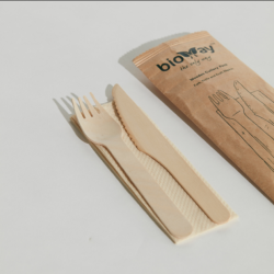 WOODEN KNIFE, FORK,NAPKIN SET