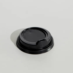 80 mm BLACK BIODEGRADABLE LID TO SUIT 6-10 OZ CUPS